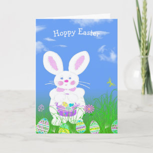 Tarjeta Conejo de Pascua con huevos