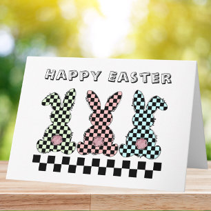 Tarjeta Conejo de Pascua Cuadros Pastel Huevo-stra Especia