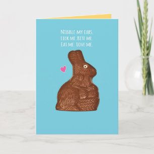 Tarjeta Conejo de Pascua de Chocolate - Lámame, Come, Ama