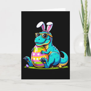 Tarjeta Conejo de Pascua de dinosaurio huevo feliz Eastraw