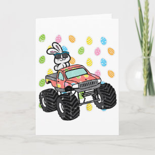 Tarjeta Conejo de Pascua de niños en huevos de camión mons