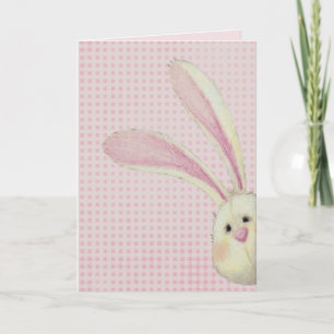 Tarjeta Conejo De Pascua De Peeking En Gingham