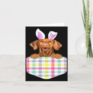 Tarjeta Conejo de Pascua de Plaid Vizsla Perro
