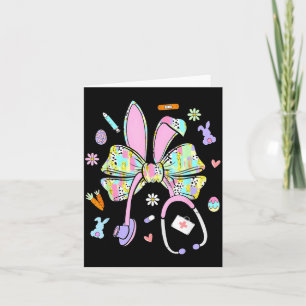 Tarjeta Conejo de Pascua divertido estetoscopio de enferme