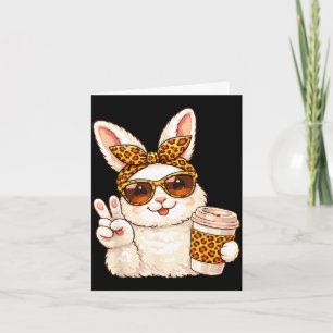 Tarjeta Conejo de Pascua divertido gafas cara bandana leop