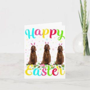 Tarjeta Conejo de Pascua divertido Irish Setter perro feli