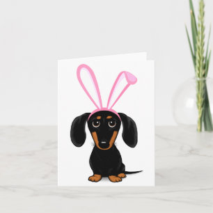 Tarjeta Conejo de Pascua Divertido Perro Dachshund Negro y