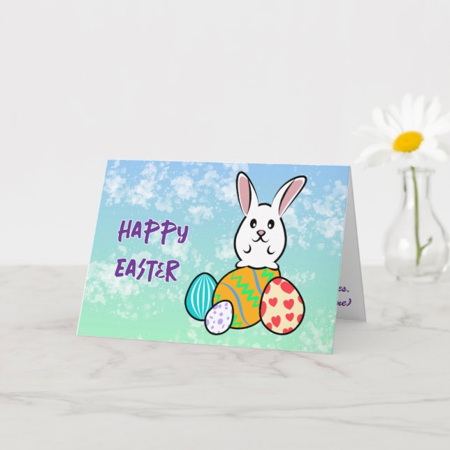 Tarjeta Conejo de Pascua en huevos de Pascua (Planta pequeña)