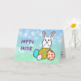 Tarjeta Conejo de Pascua en huevos de Pascua