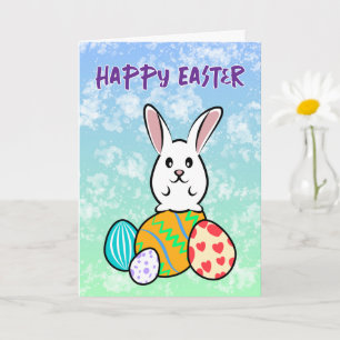 Tarjeta Conejo de Pascua en huevos de Pascua