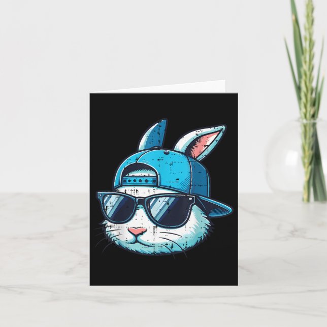 Tarjeta Conejo de Pascua Face Cap Sungles Rabbit Boys (Anverso)