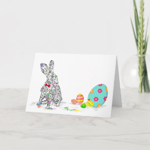 Tarjeta Conejo de Pascua Feliz & Diseño de Huevo