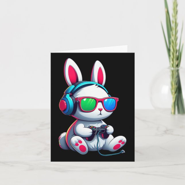 Tarjeta Conejo de Pascua Gamer Video Juegos Chicos Hombres (Anverso)