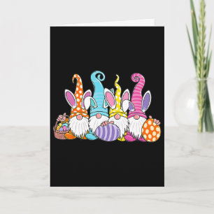 Tarjeta Conejo de Pascua Gnome de primavera Caza de huevos