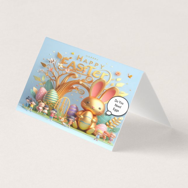 Tarjeta Conejo de Pascua lleno de tonalidades vibrantes (Anverso)