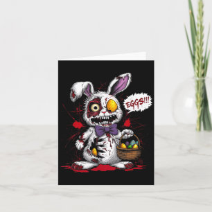 Tarjeta Conejo de Pascua maligno zombie cesta de huevos de