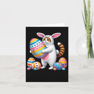 Tarjeta Conejo de Pascua naranja orejas gato disfraz diver