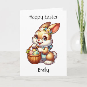 Tarjeta Conejo de Pascua personalizado + Página para color