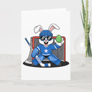 Tarjeta Conejo de Pascua portero de hockey sobre hielo hom