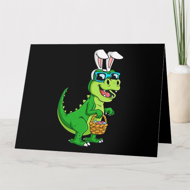 Tarjeta Conejo de Pascua T Rex con Dinosaurio Funny de la  (Anverso)
