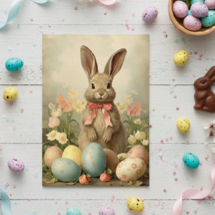 Tarjeta Conejo de Pascua vintage