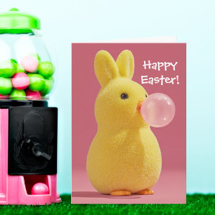 Tarjeta Conejo de Pascua y Chicle Rosa Lindo