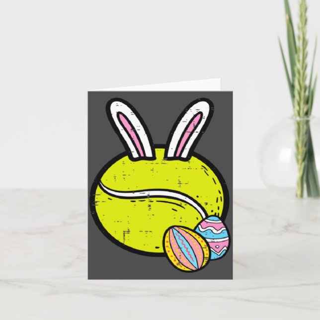 Tarjeta Conejo de pelota de tenis del día de Pascua (Anverso)