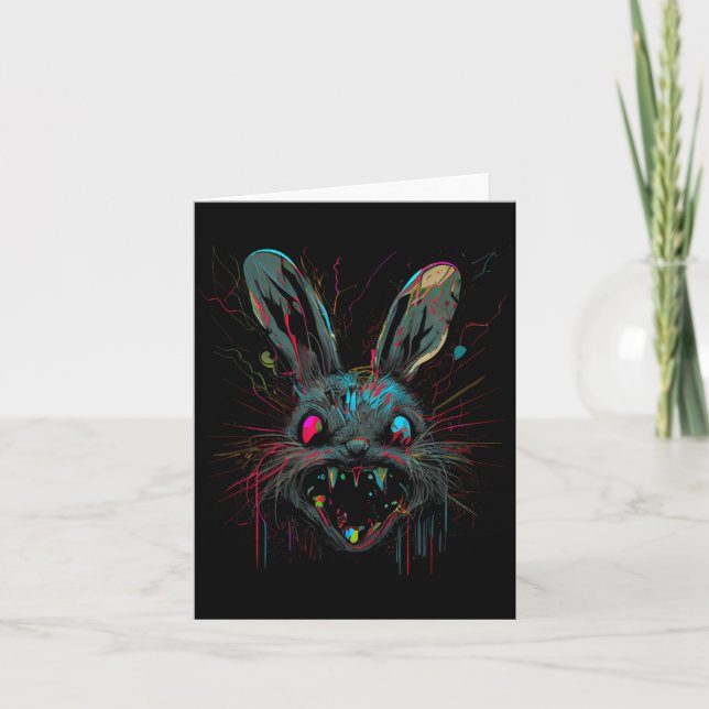 Tarjeta Conejo de pintura loca psico horror (Anverso)