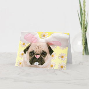 Tarjeta Conejo de Pug Orejitas