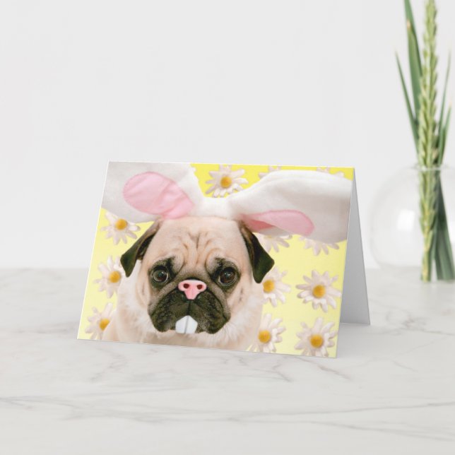 Tarjeta Conejo de Pug Orejitas (Anverso)