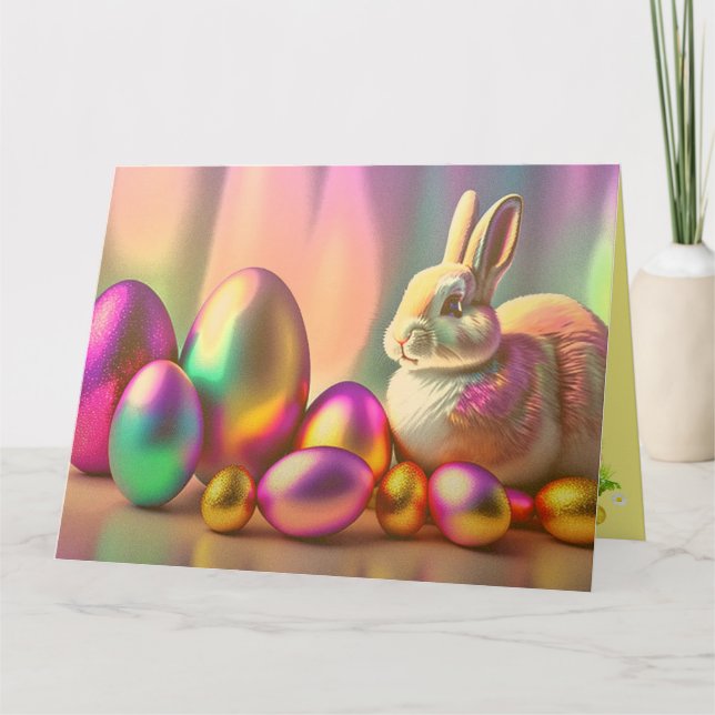 Tarjeta Conejo De Semana Santa Y Colección De Huevos Brill (Anverso)