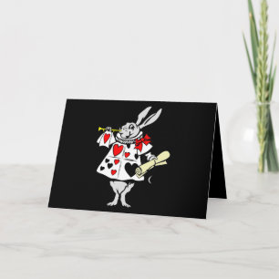 Tarjeta Conejo de Wonderland Conejito de Pascua tocando mú