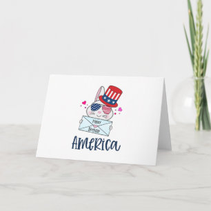 Tarjeta Conejo del 4 de Julio con gafas de sol de la bande