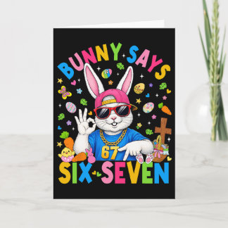 Tarjeta Conejo Dice Seis Siete 67 Día de Pascua Conejo Muj