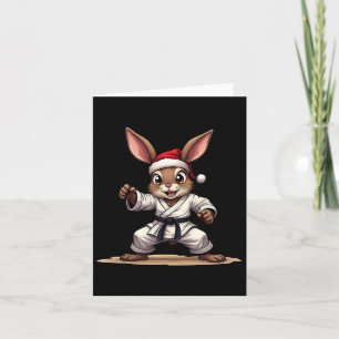Tarjeta Conejo Divertido Animal En Uniforme De Karate Para