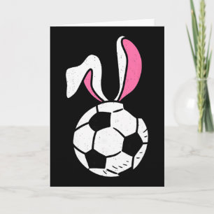 Tarjeta Conejo divertido de fútbol Orejas felices de Pascu