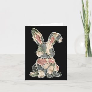 Tarjeta Conejo divertido de ganchillo patchwork camuflaje