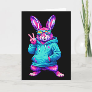 Tarjeta Conejo divertido de hip hop camiseta para hombre y