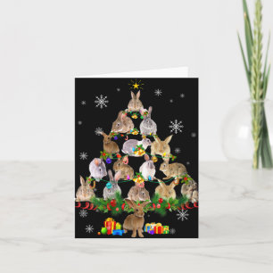 Tarjeta Conejo divertido de Navidad de mujer árbol de Navi