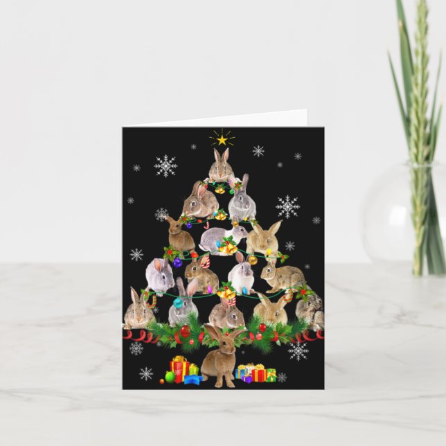 Tarjeta Conejo divertido de Navidad de mujer árbol de Navi (Anverso)