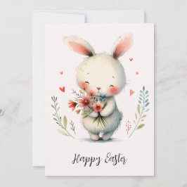 Tarjeta Conejo Dulce y Flores – Alegría de Pascua