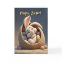 Conejo Durmiente en Canasta de Pascua Feliz Pascua