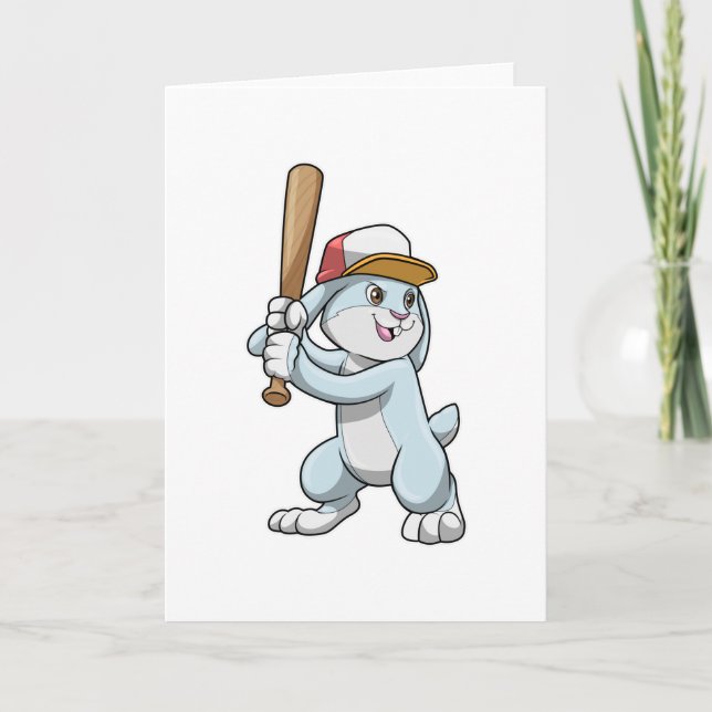 Tarjeta Conejo en béisbol con bate de béisbol (Anverso)