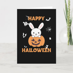 Tarjeta Conejo En Calabaza Conejitos Lindos Feliz Hallowee