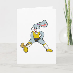 Tarjeta Conejo en hockey con palo de hockey