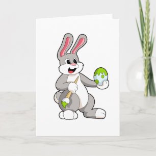 Tarjeta Conejo en pintura con huevo