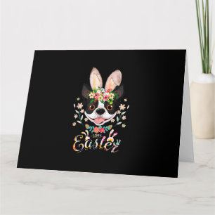 Tarjeta Conejo Feliz de Pascua Amantes de Boston Terrier c