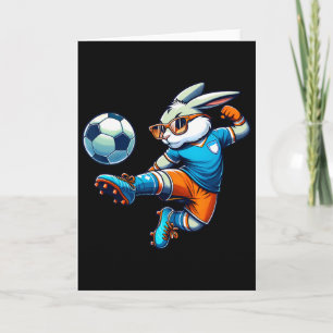 Tarjeta Conejo Feliz De Pascua Jugador De Fútbol Amante De