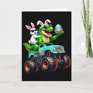 Tarjeta Conejo Feliz de Pascua T Rex Camión Monstruo Dinos