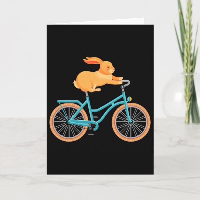 Tarjeta Conejo Floral de Primavera Parche Retro Día de Pas (Anverso)